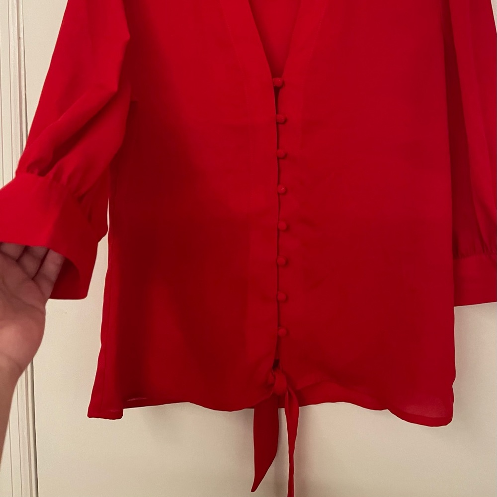 Red button down shirt